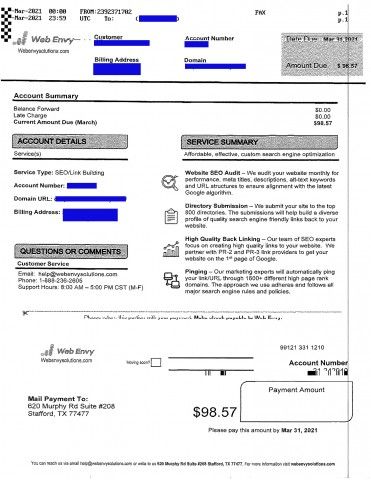 Web Envy Invoice for SEO